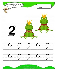 2 Rakamı Çizgi Çalışmaları Çalışma Sayfaları